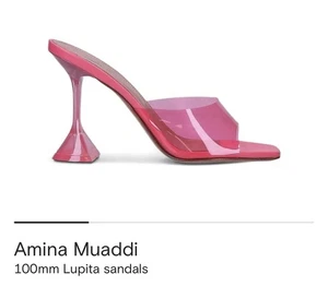SANDALIAS AMINA MUADDI 100MM CRISTAL LUPITA ROSA CHICLE TALLA 37.5 - Imagen 1 de 18