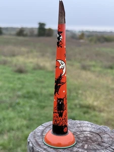 VINTAGE T COHN HALLOWEEN BLECH HORN KRACHMACHER Hexe Eulen Fledermäuse Mond Sterne - Bild 1 von 7