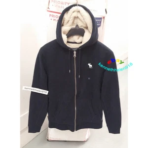 ABERCROMBIE & FITCH HERREN SHERPA GEFÜTTERT FULL ZIP ICON HOODIE SWEATSHIRTS GRÖSSE M, L  - Bild 1 von 14