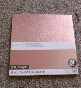 12x12 Gold Glitter Cardstock Paper by Recollections 24 Sheets 65lb Rose Gold - Picture 1 of 2
