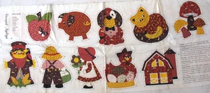 * VIP Cranston CALICO BARNYARD APPLIQUE Fabric Panel 17x45 Sunbonnet Sue & Sam - Picture 1 of 11
