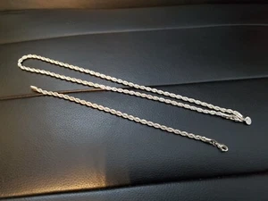 Solid Sterling Silver Diamond Cut Rope Chain Mens Boys Bracelet & Necklace - Picture 1 of 3