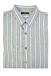 Theory Mens Vetiver Gray Scholar Stripe Rammy Button Down Shirt, L Large 3210-9 - Picture 1 of 1