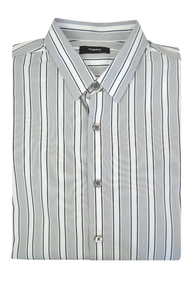 Camisa Theory Para Hombres Vetiver Gris Académico Rayas Rammy Abotonada, M Mediana 3209-9 Foto 1 de 1