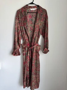 VTG Victoria's Secret Satin Robe Floral Paisley Maroon Green Red XS/S 90s EUC - Picture 1 of 11