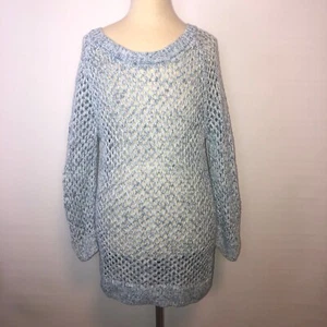 GAP Blue Open Knit Sweater Crew Neck Top Shirt ((Medium)) - Picture 1 of 8
