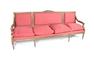 Magnificent 19th Century French Louis XVI Grand Settee - Gilded wood - Picture 1 of 2