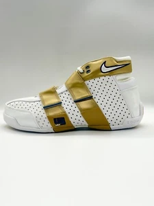 Size 13 -  SAMPLE Nike Zoom LeBron 20-5-5 Four Horseman GOLD/METALLIC WHITE - Picture 1 of 9