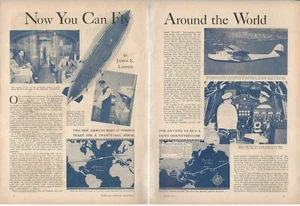 1936 HINDENBURG & CHINA CLIPPER magazine article, fly around the world - Bild 1 von 2