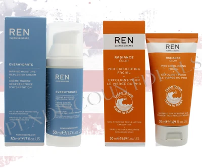 Juego de 2 piezas REN Everhydrate Marine Moisture + Radiance PHA Exfoliante, 1,7 oz x 2 Foto 1 de 4