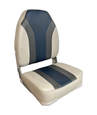 Assento de barco, encosto alto, listrado dobrável, 1012-ABCD cinza/carvão/marinho - Imagem 1 de 4