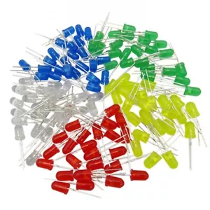 100pcs 5MM Light Emitting Diode LED Red Green Yellow Blue White DIY LEDs Kit - Picture 1 of 2
