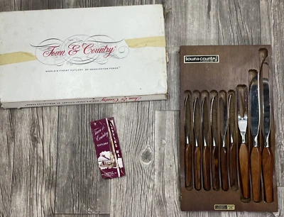 Juego de 9 cuchillos vintage Washington Forge Town & Country con mango de madera Foto 1 de 4