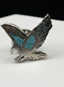 Vintage Türkis Adler Anstecknadel Krawattennadel silberfarben Southwestern Stil #230 - Bild 1 von 3