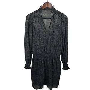 White House Black Market Size Small Black Flocked Soft Dot Blouson Dress New - Picture 1 of 10