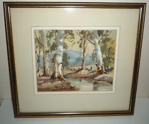 VINTAGE ABSTRACT WATERCOLOUR BY ARTIST ERNEST VOGEL 1909-93 TITLED WOORI YALLOCK - Picture 1 of 5