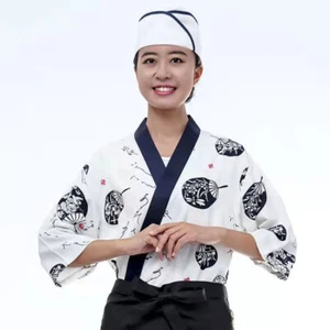 Sushi Chef Coat Serving Short Kimono Sushi Chef Uniform Restaurant Hotel - Picture 1 of 15