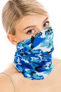 Bandana testa versatile stampa mimetica maschera viso scudo ghetta collo colore blu - Foto 1 di 5