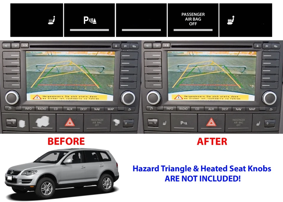 VW Volkswagen Touareg 2004-2009 negro peligro botón de estacionamiento reparación pegatinas nuevas Foto 1 de 1