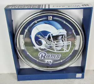 Los Angeles Rams Throwback Helmet Chrome 12" Round Wall Clock By Wincraft New - Picture 1 of 2