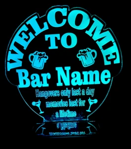 mancave bar open sign Light up solar panel led night garden sign pub remote - Picture 1 of 10