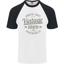 Vintage Year 34th Birthday 1989 Mens S/S Baseball T-Shirt