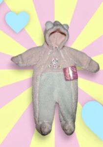 NWT'S VTG CUDDLE TIME Baby Newborn Pram Suit Snow Suit Winter Pink Bunny 6-12 M