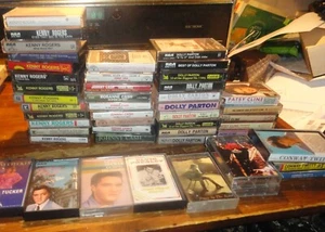 48 vintage CASSETTE TAPE LOT DOLLY PARTON JOHNNY CASH KENNY RODGERS COUNTRY NICE - Picture 1 of 2