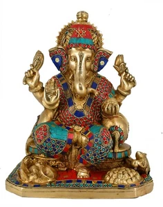 Whitewhale Large Ganesh Idol Lord Brass Elephant God Ganesha Vinayak Statue - Picture 1 of 5