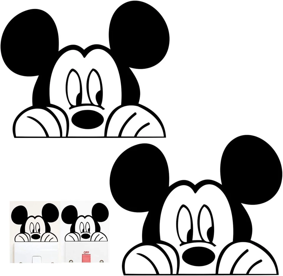 2 Mickey Mouse Peeking Decal Sticker for Macbook Laptop Car Window Bumper Truck - Image 1 of 4