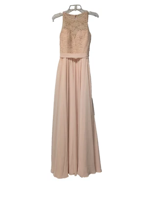Kennedy Blue Formal Bridesmaid Dress Size 6 Blush Lace Halter Top Chiffon Skirt - Image 1 of 4