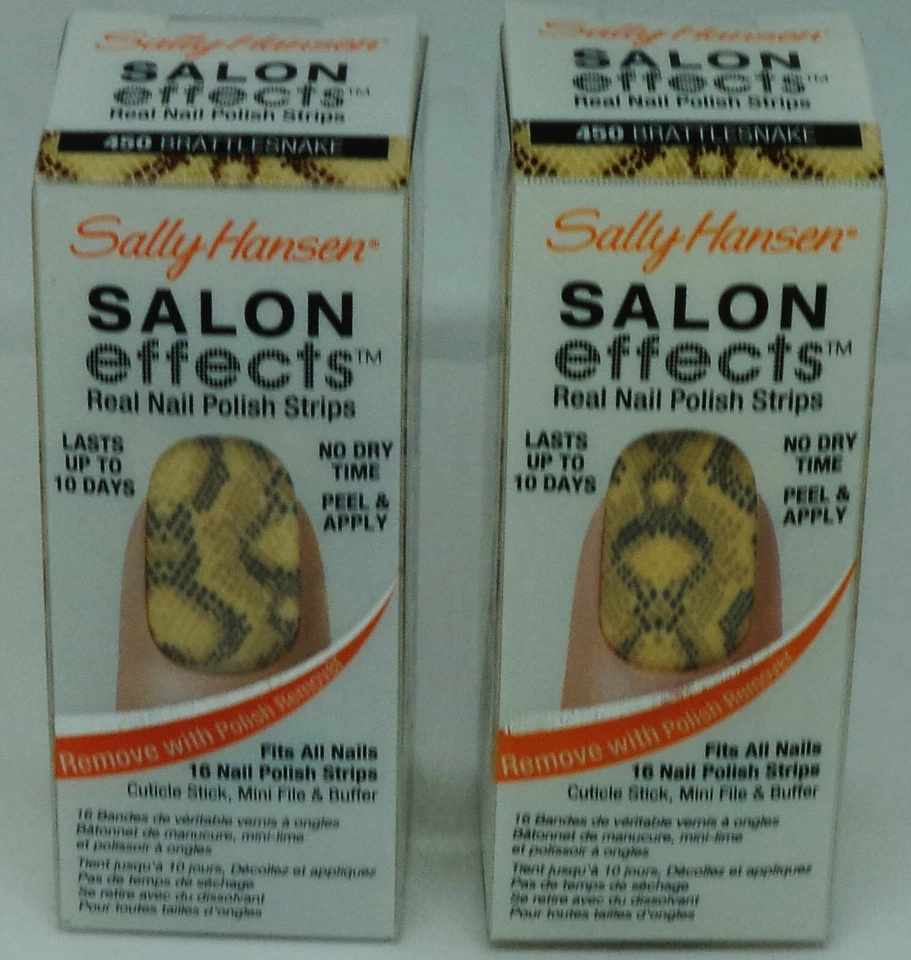 2 Pkgs Sally Hansen Salon Effects Real Nail Polish Strips 32ct BRATTLESNAKE #450 - Image 1 of 1
