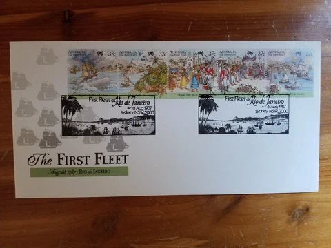 FDC First Fleet Sydney 2000 - block of 5 stamps each 37c Cover