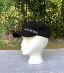Harley Davidson Womens Embroidered Cadet Cap Hat Black One Size Adjustable - Picture 1 of 7