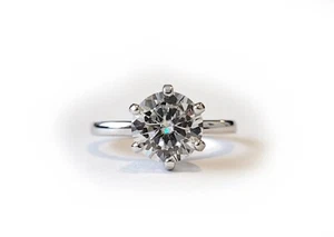 2.00 Carat Charles & Colvard 6 Prong Moissanite Solitaire Ring Sterling Silver - Picture 1 of 7