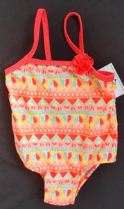 INFANT GIRLS 6-9 MONTH NEON HEART PRINT 1 PIECE SWIMSUIT - NEW CLOTHING - Picture 1 of 2