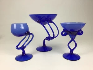 Jozefina Krosno Artglas Set 3 Vasen-Kerzenhalter Handarbeit - Picture 1 of 8