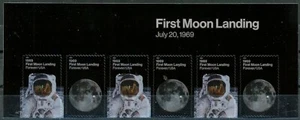 1969 First Moon Landing Top Header Strip of 6 MNH Scott's 5399 & 5400 - Picture 1 of 2
