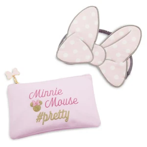 Disney authentische Minnie Mouse Fliege Damen Schlafmaske + Reißverschluss Tragetasche Neu mit Etikett - Bild 1 von 2