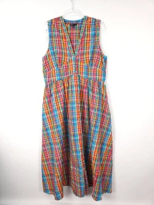 Nobody’s Child Dress Size 16 Rainbow Check Sleeveless Starlight Midi Summer - Picture 1 of 8