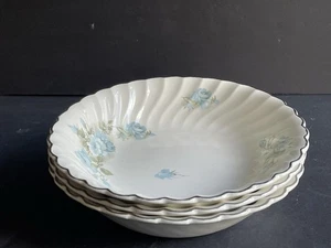Johnson Bros Ironstone Snowhite Regency 7 1/4” Juego de 3 cuencos de sopa rosas azules - Imagen 1 de 5