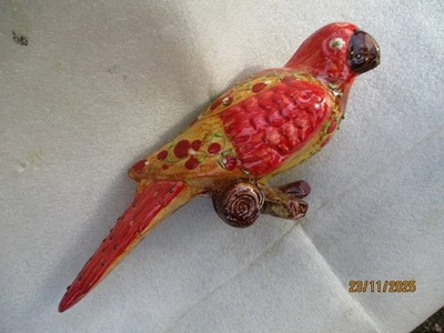 Céramique Vintage VALLAURIS. Poterie signée ? Perroquet multicolore vers 1970 - Photo 1/4