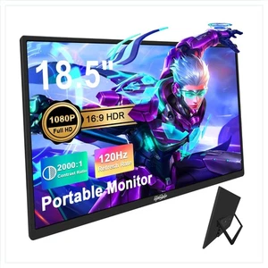 18,5 Zoll tragbarer Monitor FHD IPS USB HDMI Gaming Arbeit schwarz - Bild 1 von 10