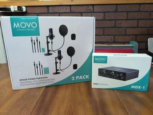 Movo Podcast Equipment Bundle for 2 MDX-1 + PCM6 + TMC3 + PF6 OPEN BOX - Picture 1 of 19