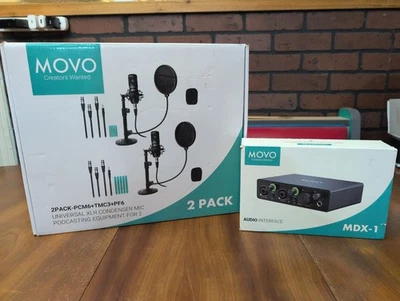 Movo Podcast Equipment Bundle for 2 MDX-1 + PCM6 + TMC3 + PF6 OPEN BOX - Image 1 of 4