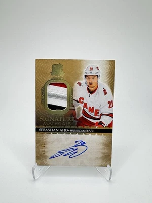 2023-24 Upper Deck The Cup Sebastian Aho Signature Materials Patch Auto /99 - Image 1 of 2