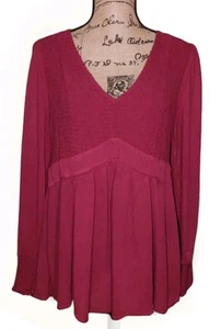 TORRID 0 - Rich Raspberry Elastic Bodice Peplum Waist Tunic - Women's Size 0X - Picture 1 of 3