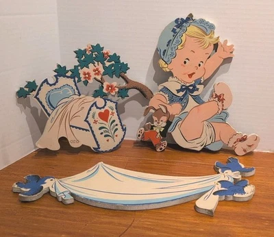 Arte de pared vintage Mother Goose Pin Ups Rock A Bye Baby, Dolly Toy Company 1952 Foto 1 de 4