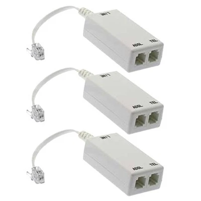 3x ADSL ADSL2 DSL Modem Telephone Phone Fax In-Line Splitter Filter Network RJ11 - Image 1 of 3