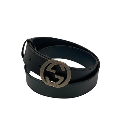 GUCCI cintura uomo ad incastro in pelle nera taglia 95/38 115209c - Immagine 1 di 4